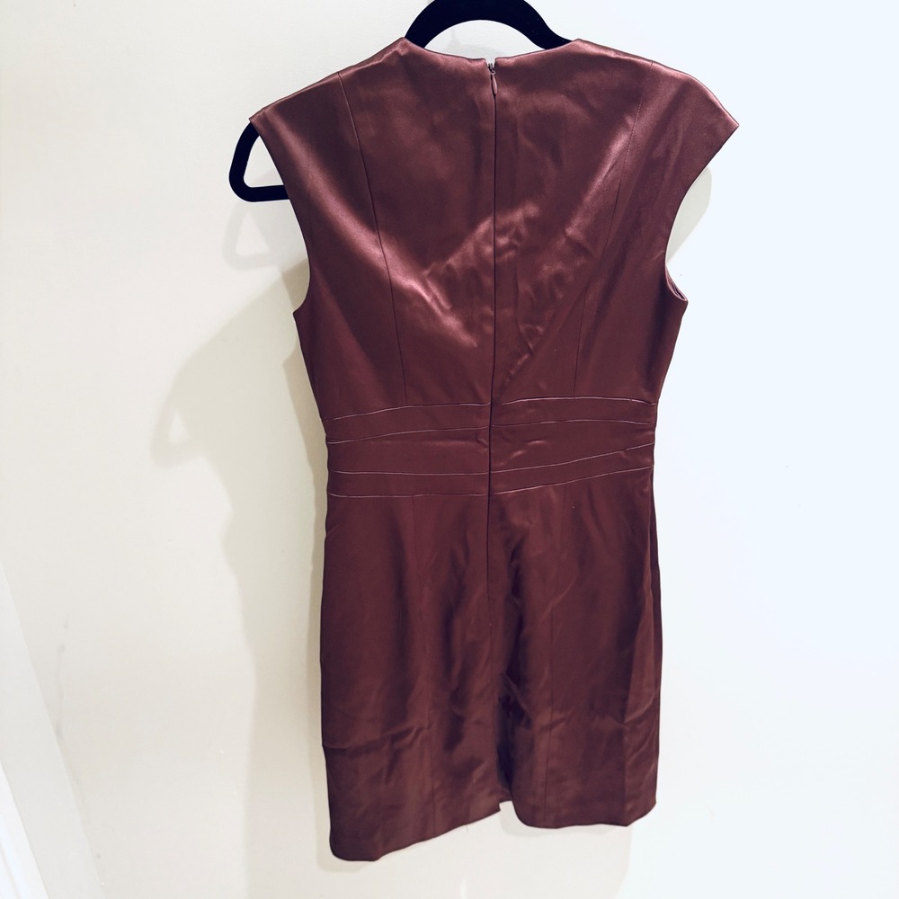 Sangria Brown Dress Sweetheart Neckline‎ Cap Sleeve Fitted Sheath Size 4 - Picture 7 of 9